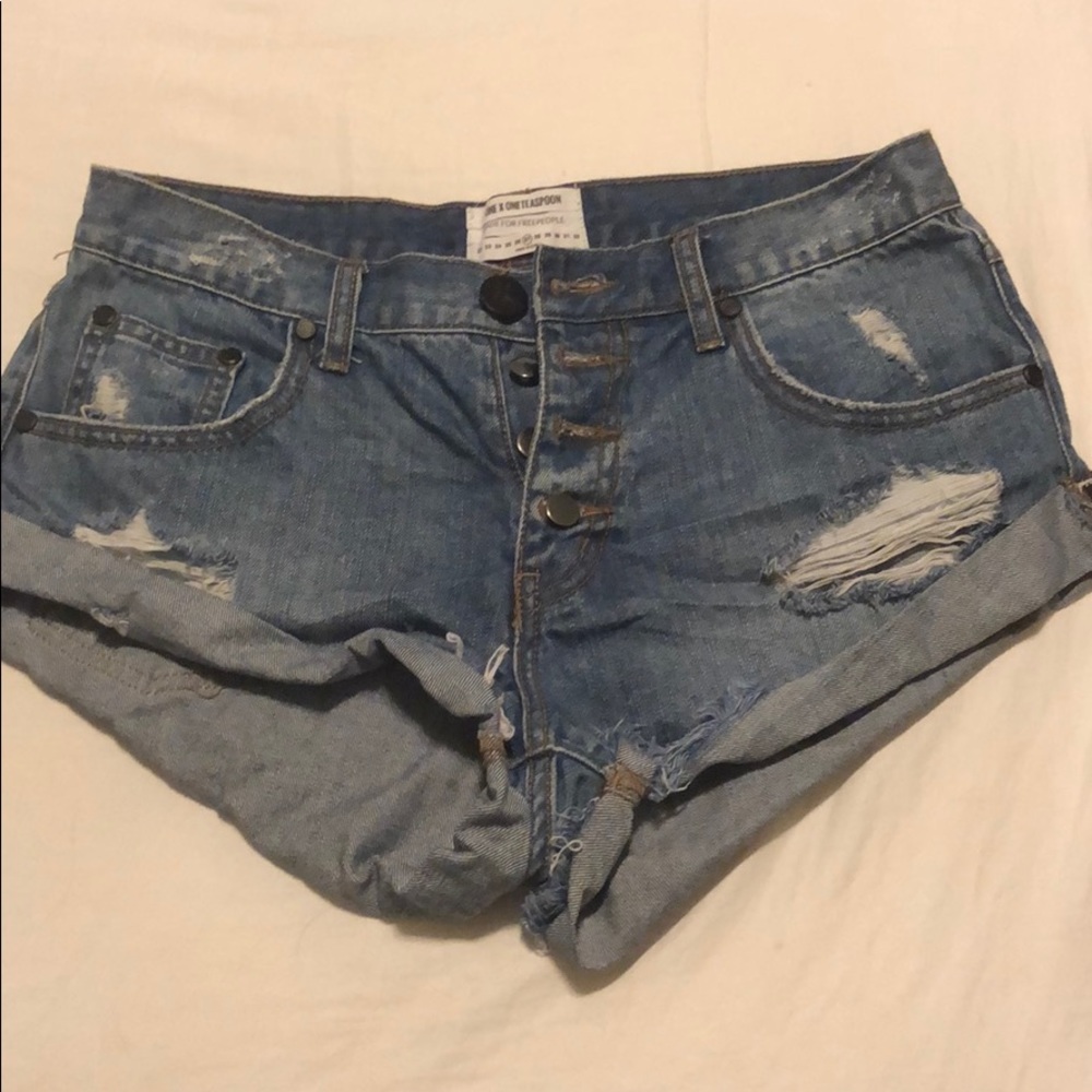 Distressed jean shorts